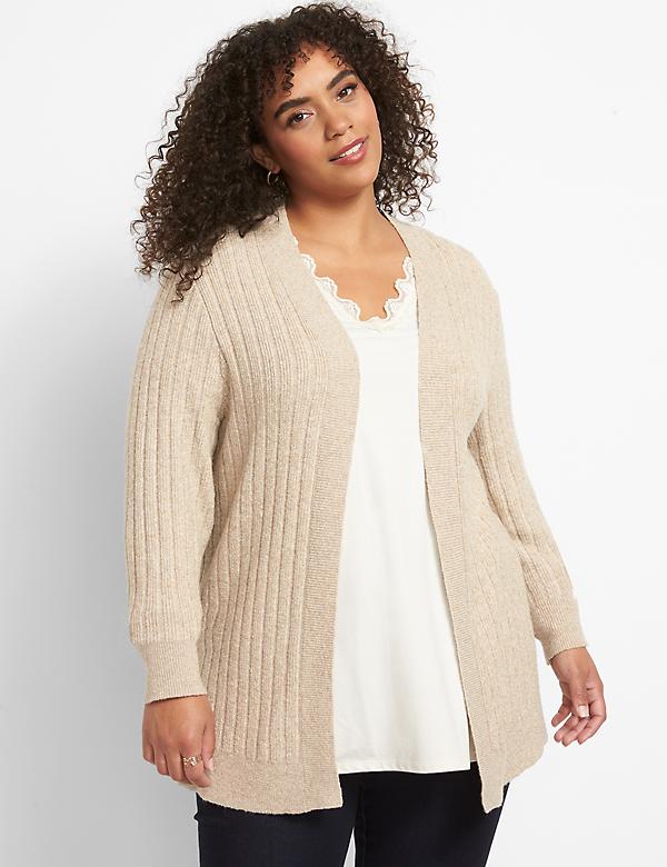 Open-Front Ribbed Cardigan
