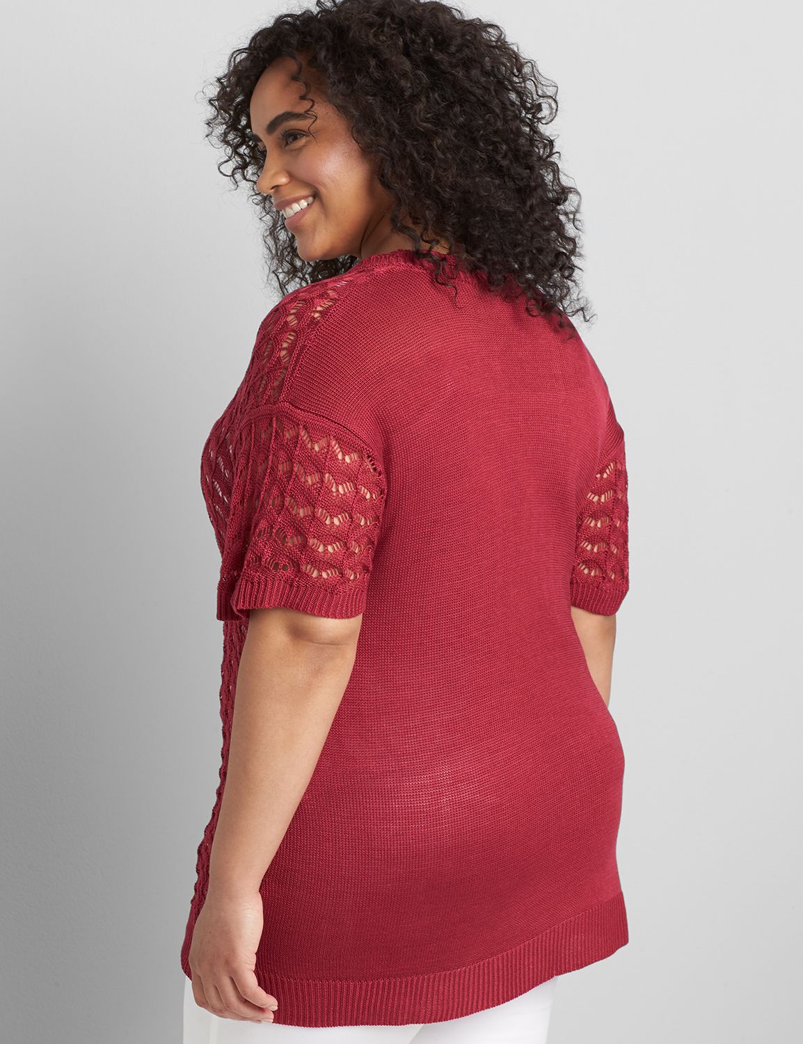 Open-Front Open-Stitch Cardigan Product Image 2