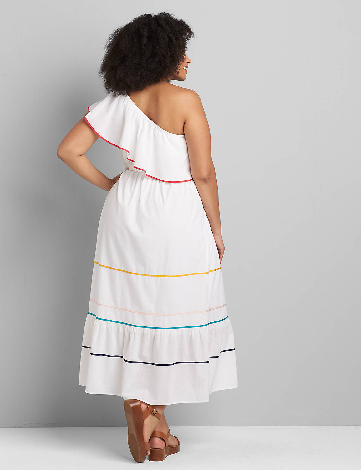 One-Shoulder Ruffle-Hem Maxi Dress Product Image 2