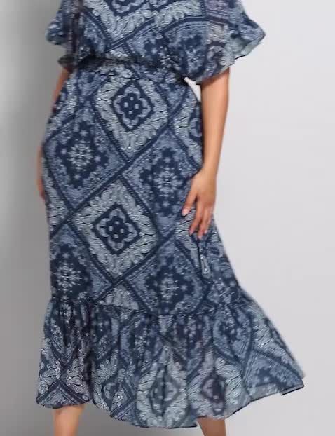Elbow Sleeve Surplice Smocked Waist Chiffon Midi 1120649:AS SAMPLE:18/20 image number 0