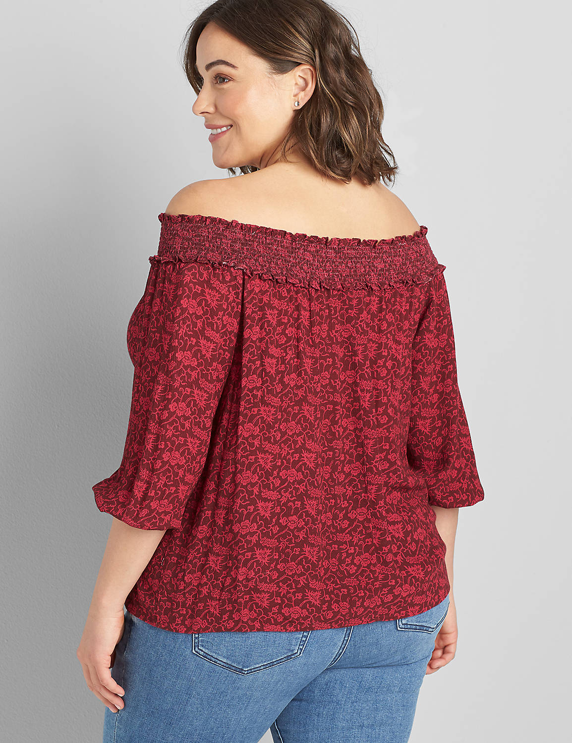 3/4 Sleeve Off-the-Shoulder Top Product Image 2