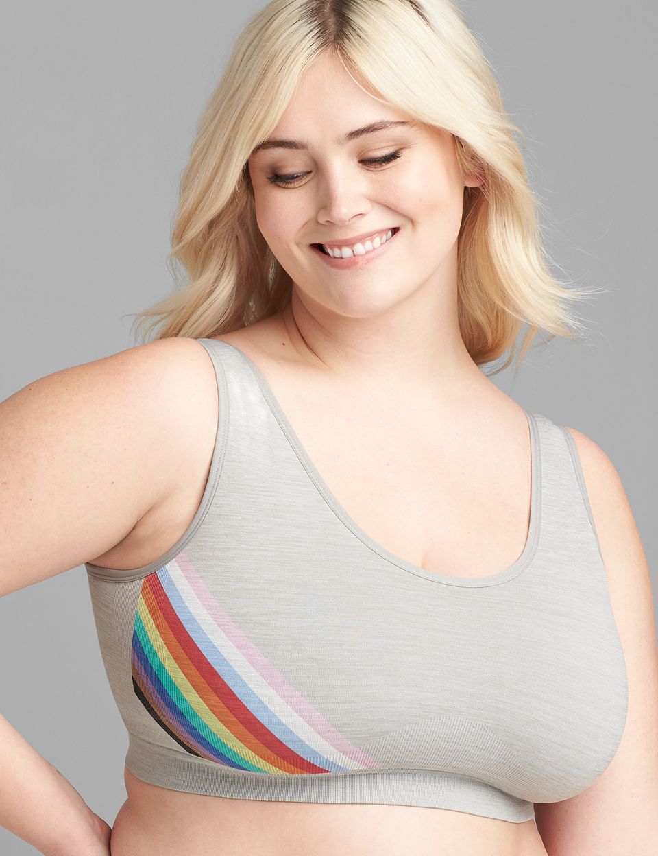 Scoop-Neck Seamless Bralette - Rainbow Stripe | Cacique