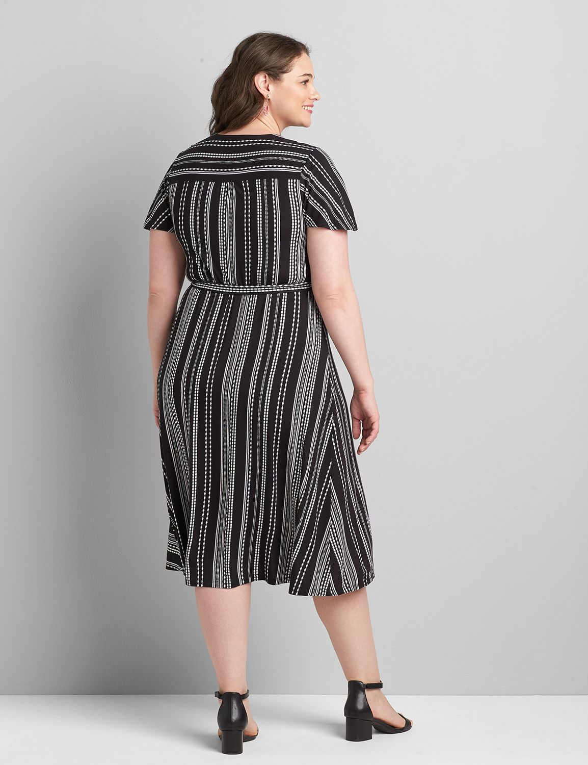 Crossover Striped Fit & Flare Dress