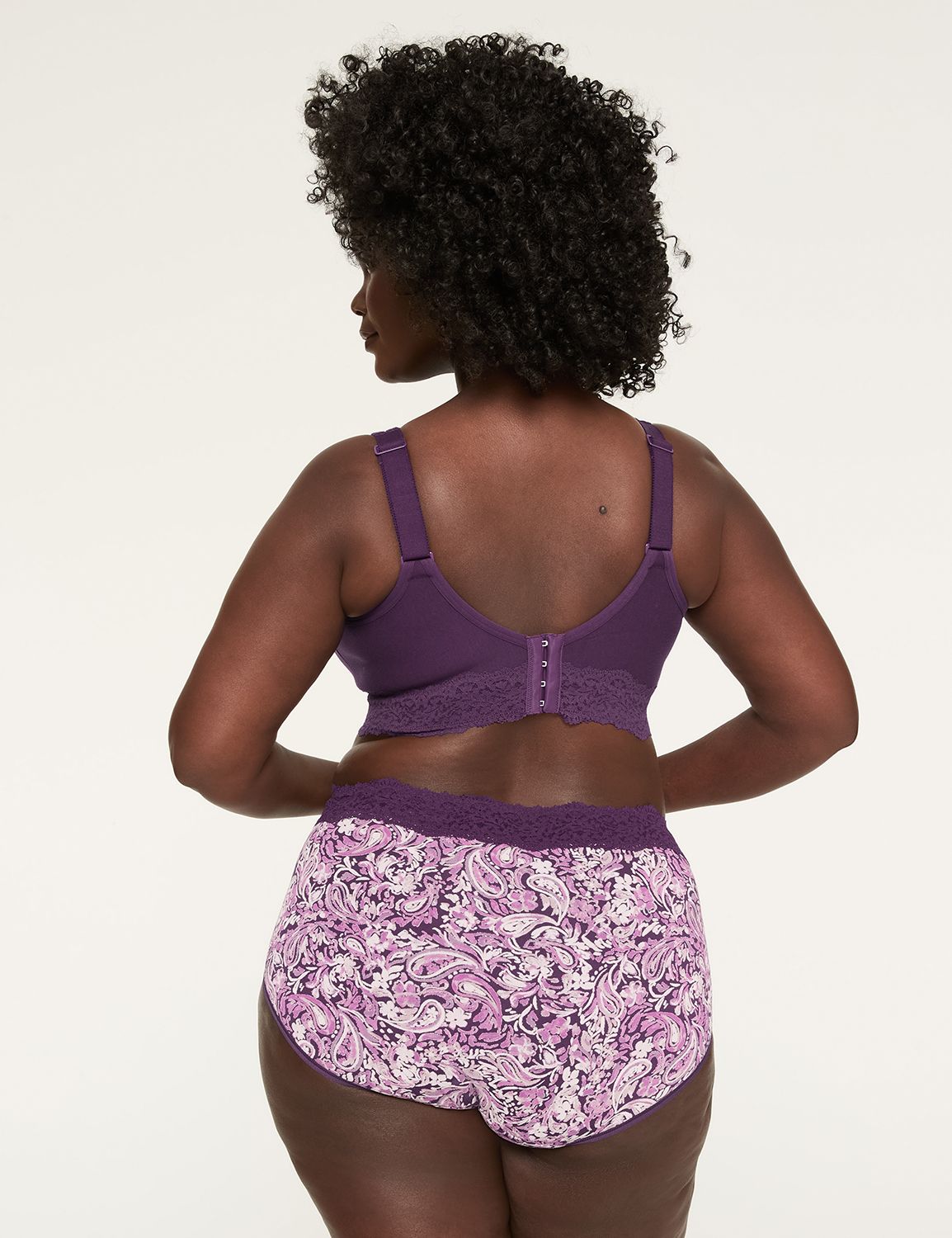 Cotton High-Leg Brief Panty With Lace Waist