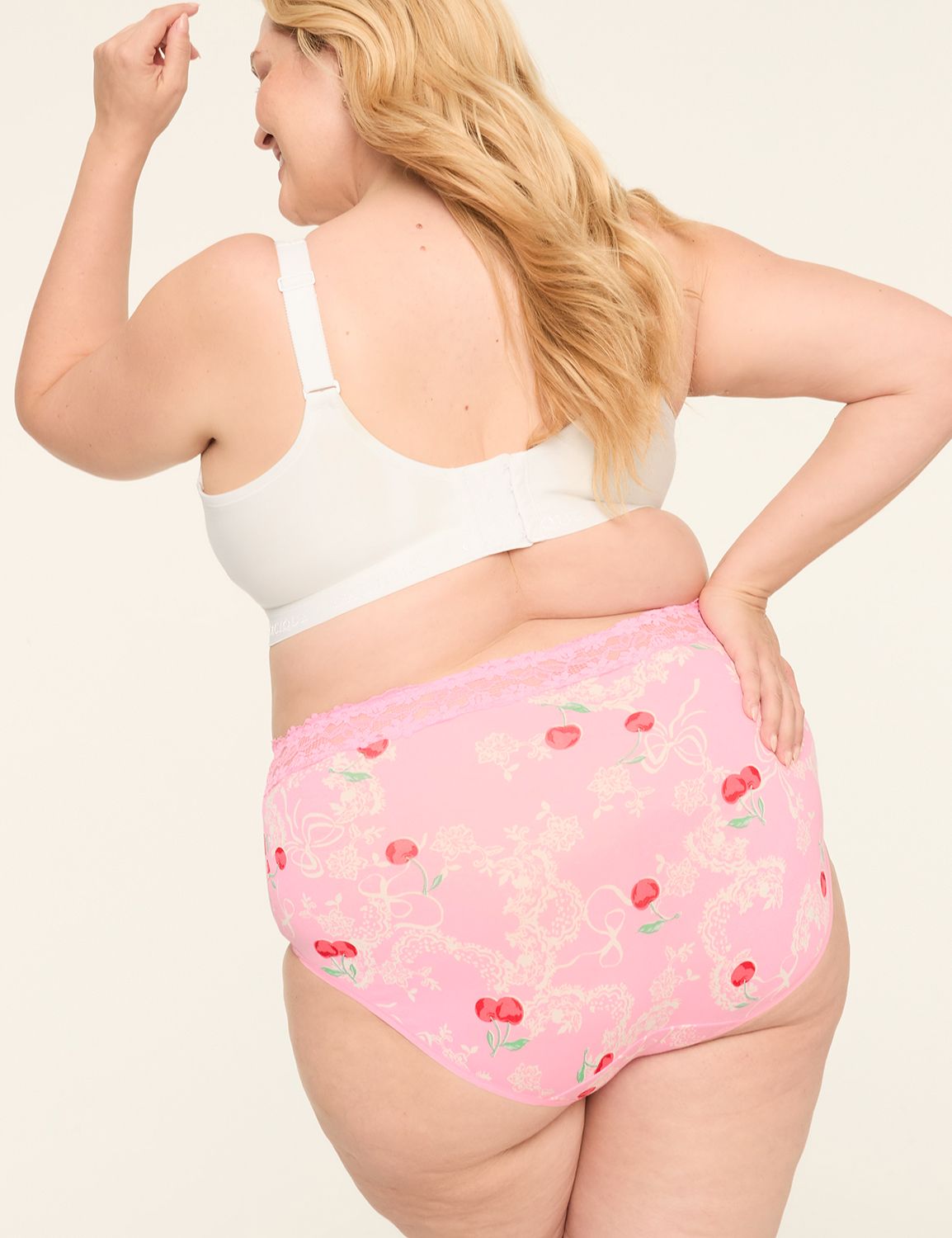 Cotton High-Leg Brief Panty With Lace Waist