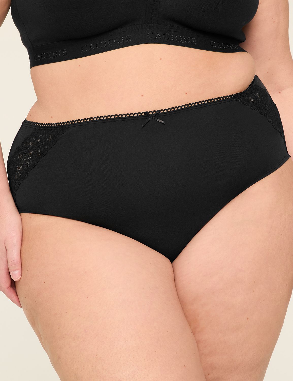 Cotton High-Leg Brief Panty With Lace Back
