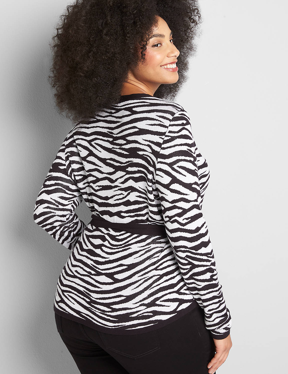 V-Neck Wrap Sweater - Zebra Product Image 2