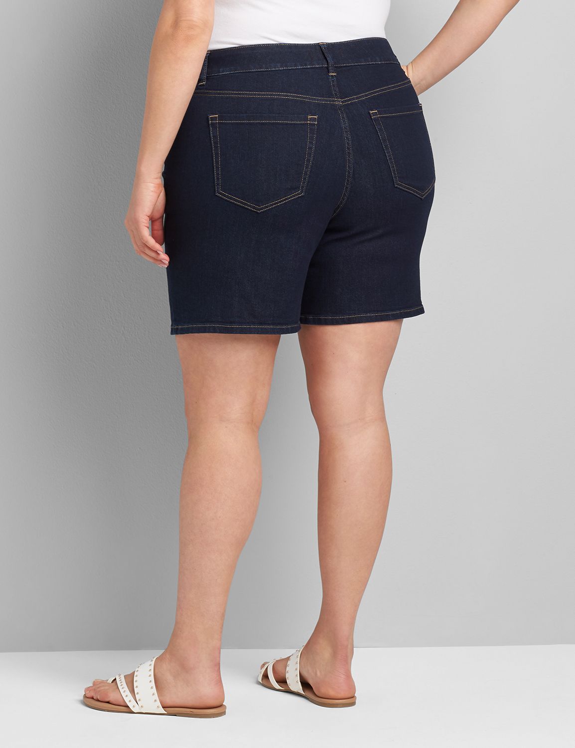 DENIM GIRLFRIEND SHORT- RINSE WASH SAS 1121827:Dark Denim:22 Product Image 2