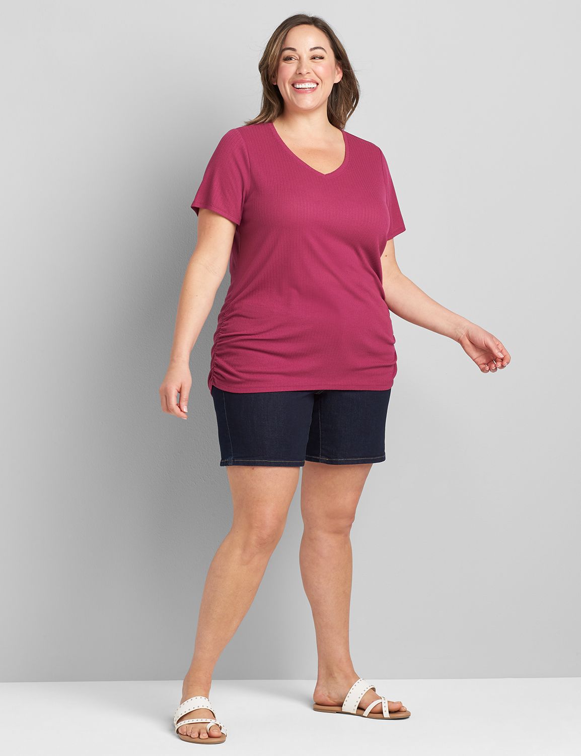 DENIM GIRLFRIEND SHORT- RINSE WASH SAS 1121827:Dark Denim:22 Product Image 3