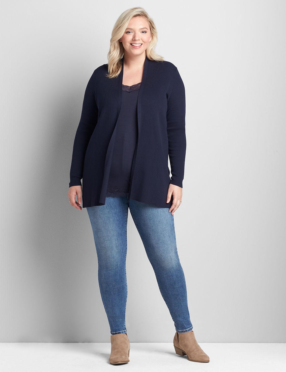Open-Front Ribbed Cardigan Product Image 3