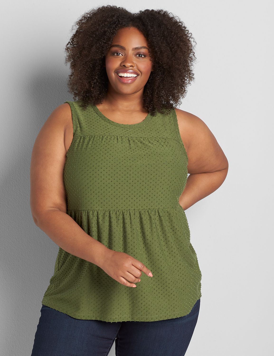 Clip Dot Seamed Babydoll Subtle Swing Tank Product Image 1