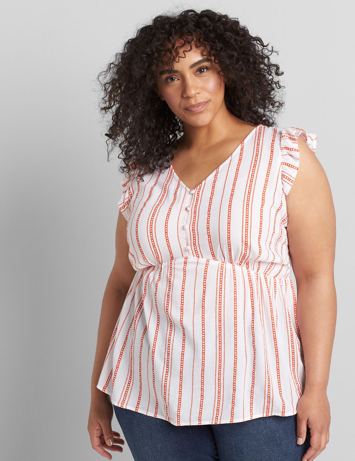 Orange Ruffle Edge Tank