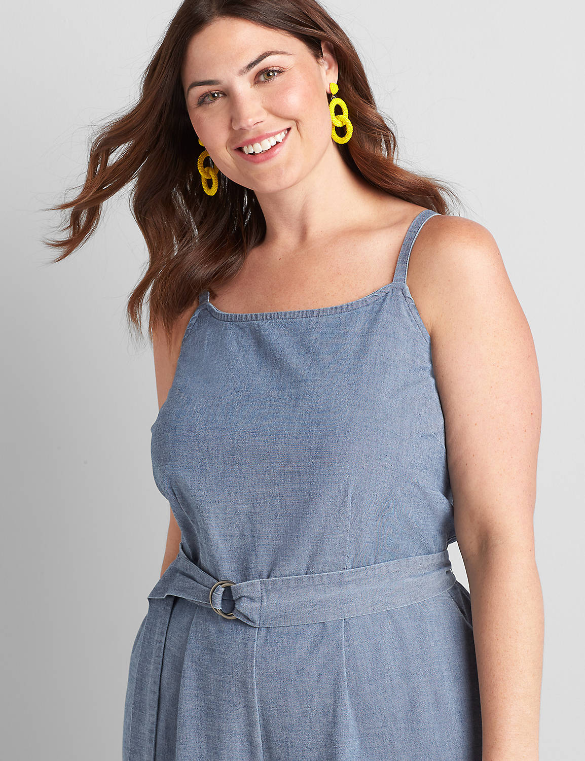 Chambray Cami Cropped Wide-Leg Jumpsuit Product Image 3