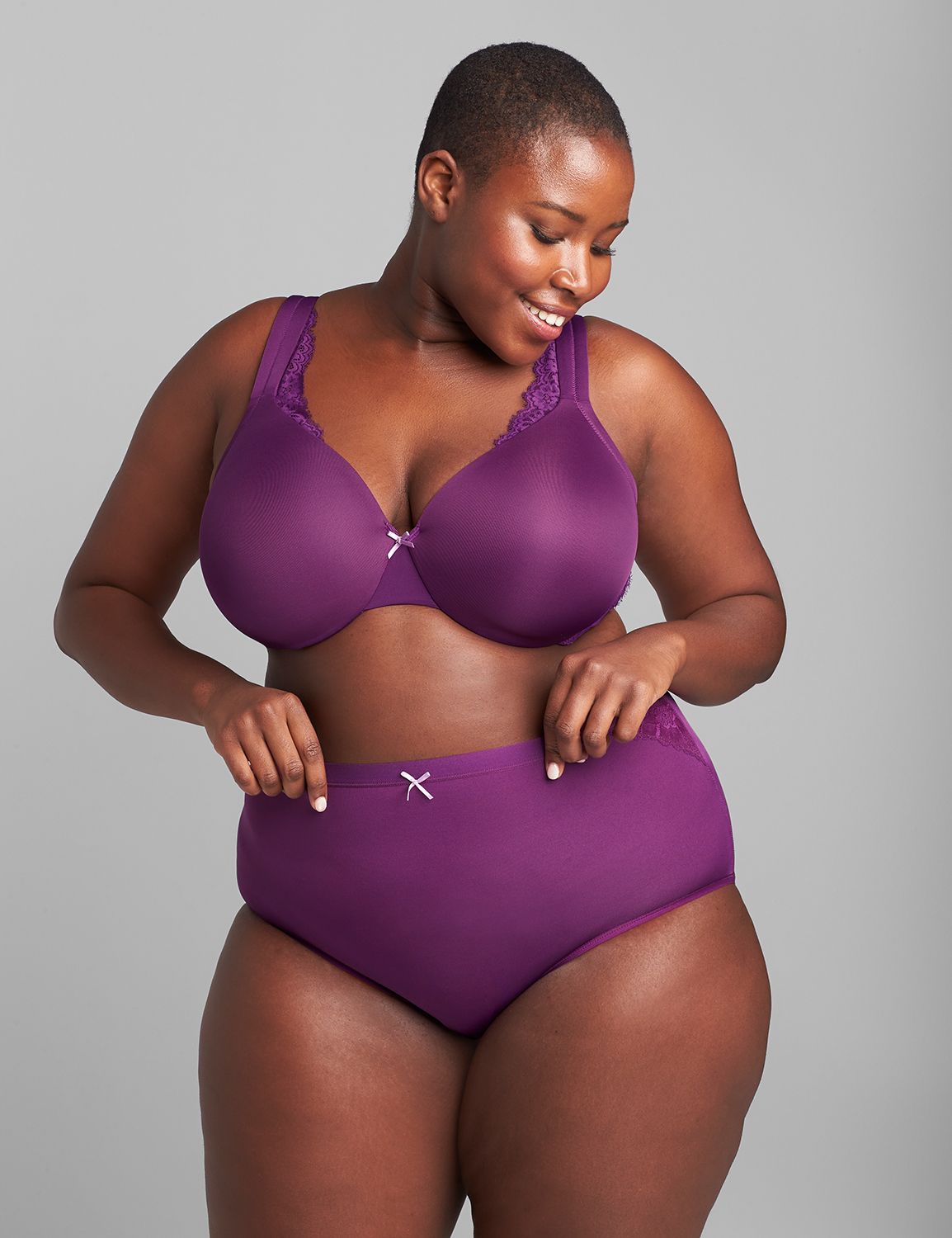 Purple Lined Modern Plum Bra Coverage Lace Cacique Lane Bryant Lightly Full, Bras
