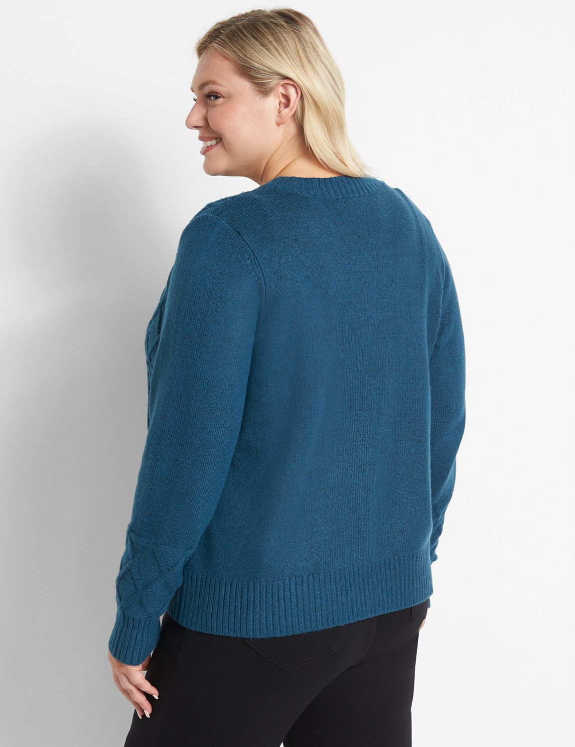 Women's Cable Stitch Open Front Cardigan - Waffle Knit Mid-Thigh Length With Pockets