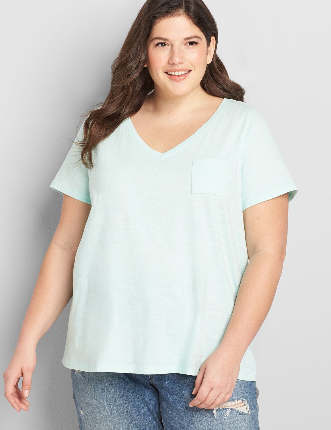 Short Sleeve Vneck Pocket Tee 1120030 copy of 1118548:PANTONE Blue Tint:10/12 Product Image 1