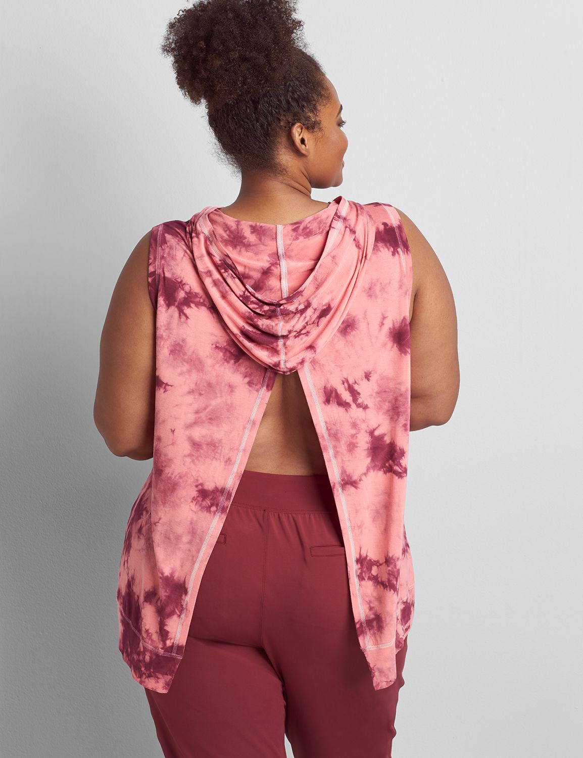 Sleeveless Hooded Overlap Back Sweatshirt S 1120367:PANTONE Zinfandel:18/20 Product Image 2