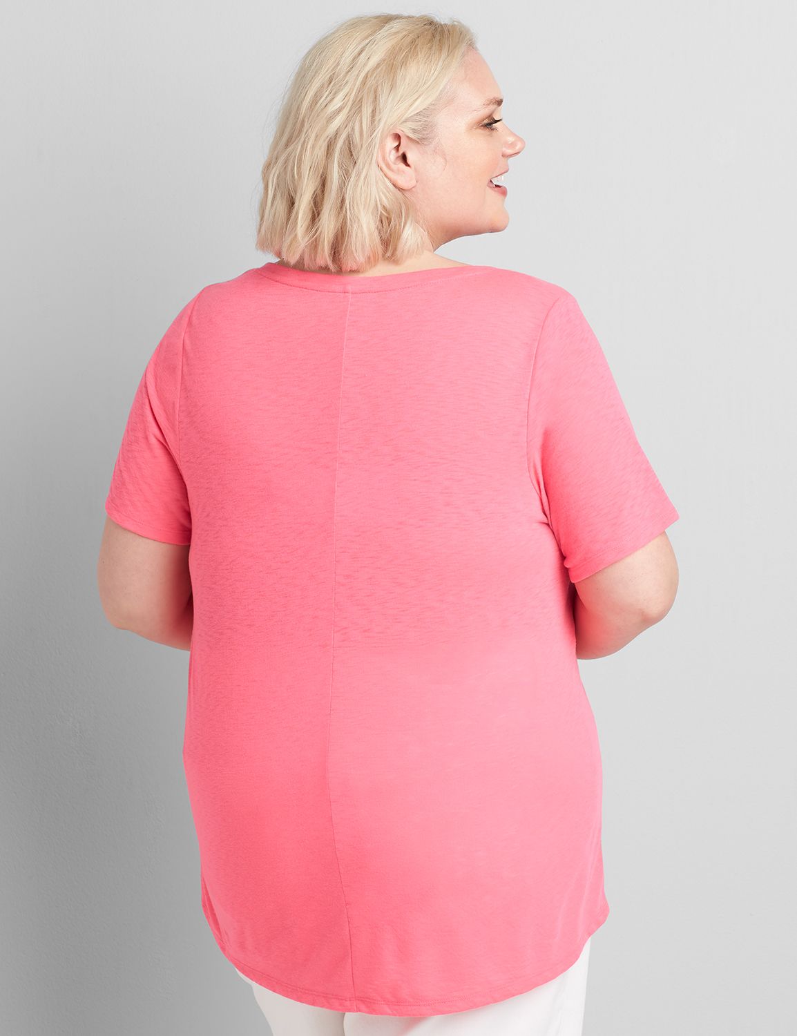Short Sleeve Vneck Pocket Tee 1122848 copy of 1118548:PANTONE Knockout Pink:10/12 Product Image 2