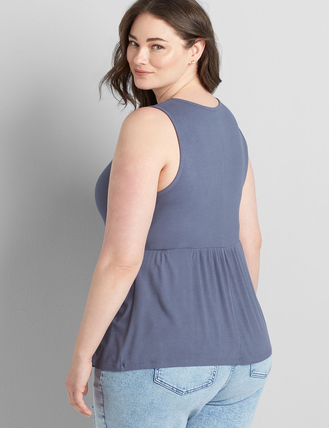 Ribbed Scoop-Neck Babydoll Swing Tank Product Image 2