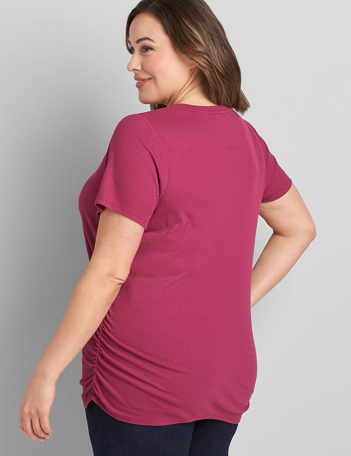 Pointelle Ruched Side Tee Product Image 2