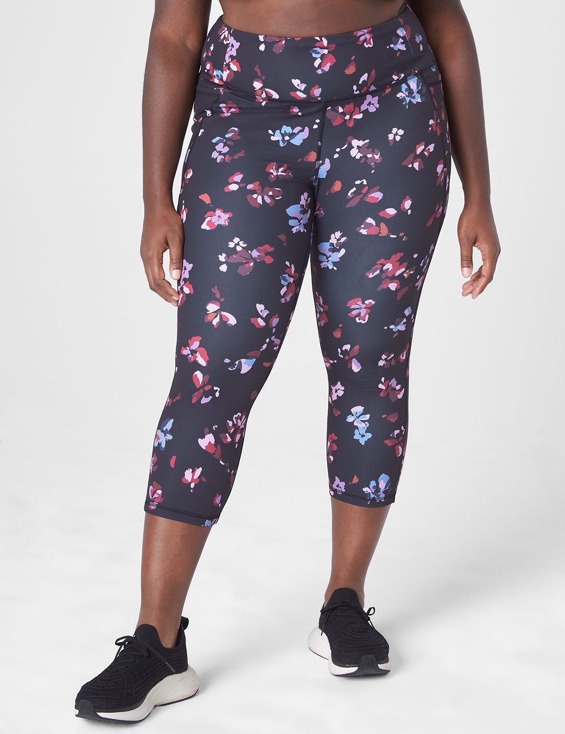 LANE BRYANT LIVI SPACE DYE COLORBLOCK HIGH-RISE WICKING CAPRI