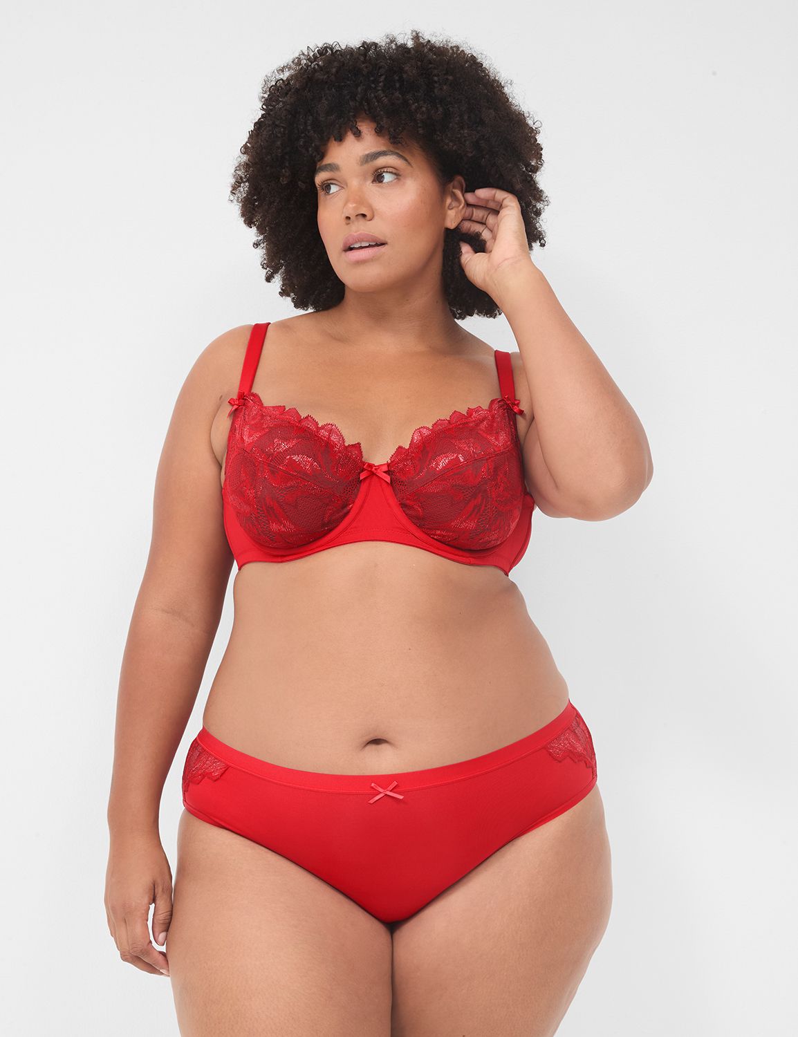 No Show Hipster Bold Rose Lace Trim LaneBryant