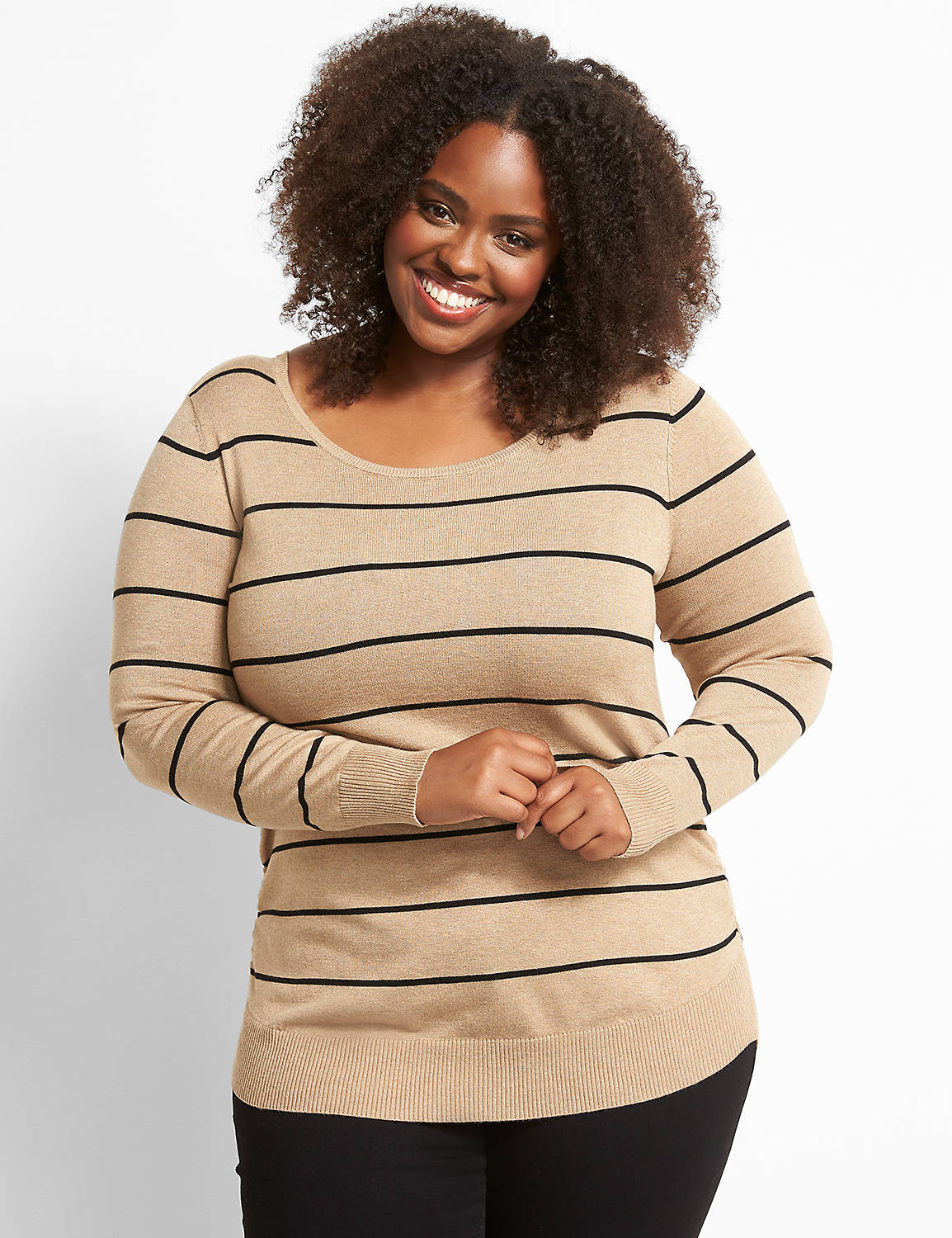 Ruched-Side Sweater - Stripe Product Image 1