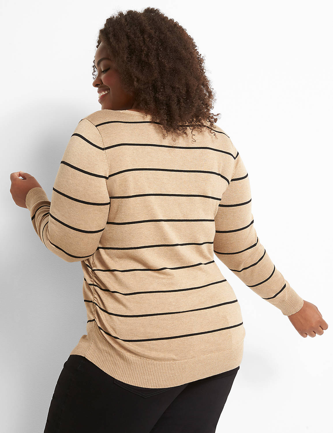 Ruched-Side Sweater - Stripe Product Image 2