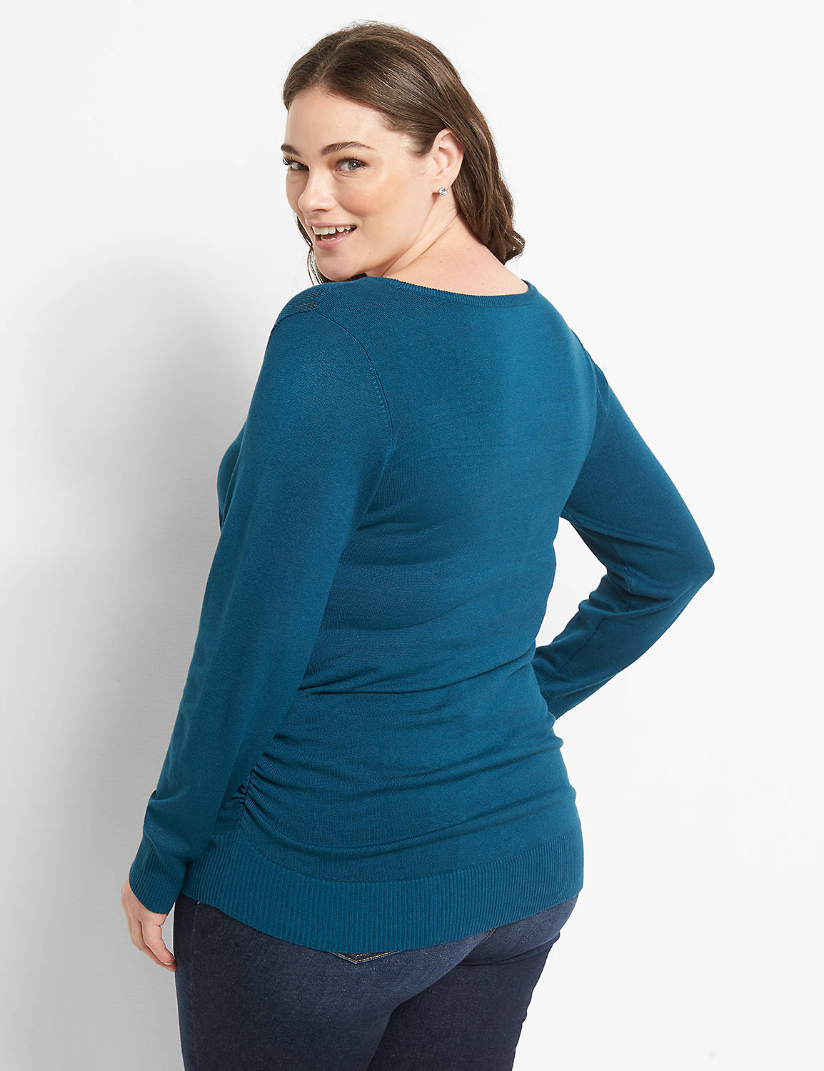 Ruched-Side Sweater - Pointelle Product Image 2