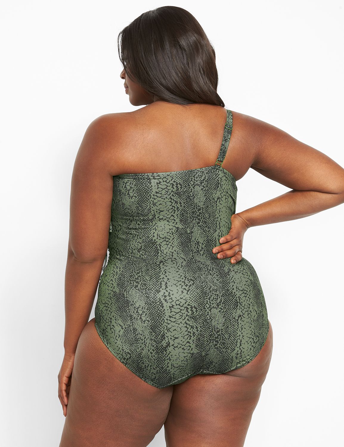 No-Wire Asymmetrical Swim One-Piece | LaneBryant