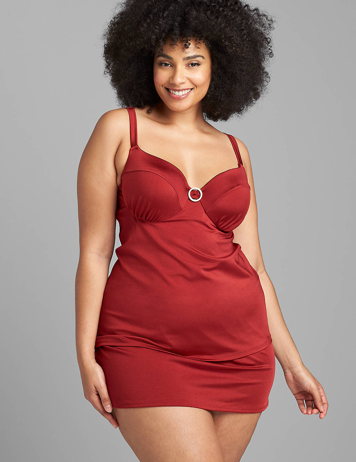 UW Gold Ring Relaxed Tankini 1119750:PANTONE Red Dahlia:44DDD Product Image 1