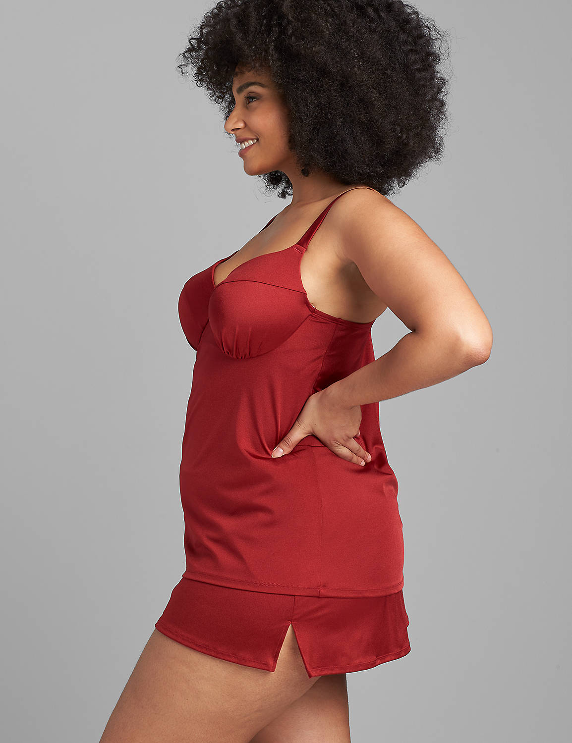 UW Gold Ring Relaxed Tankini 1119750:PANTONE Red Dahlia:44DDD Product Image 3