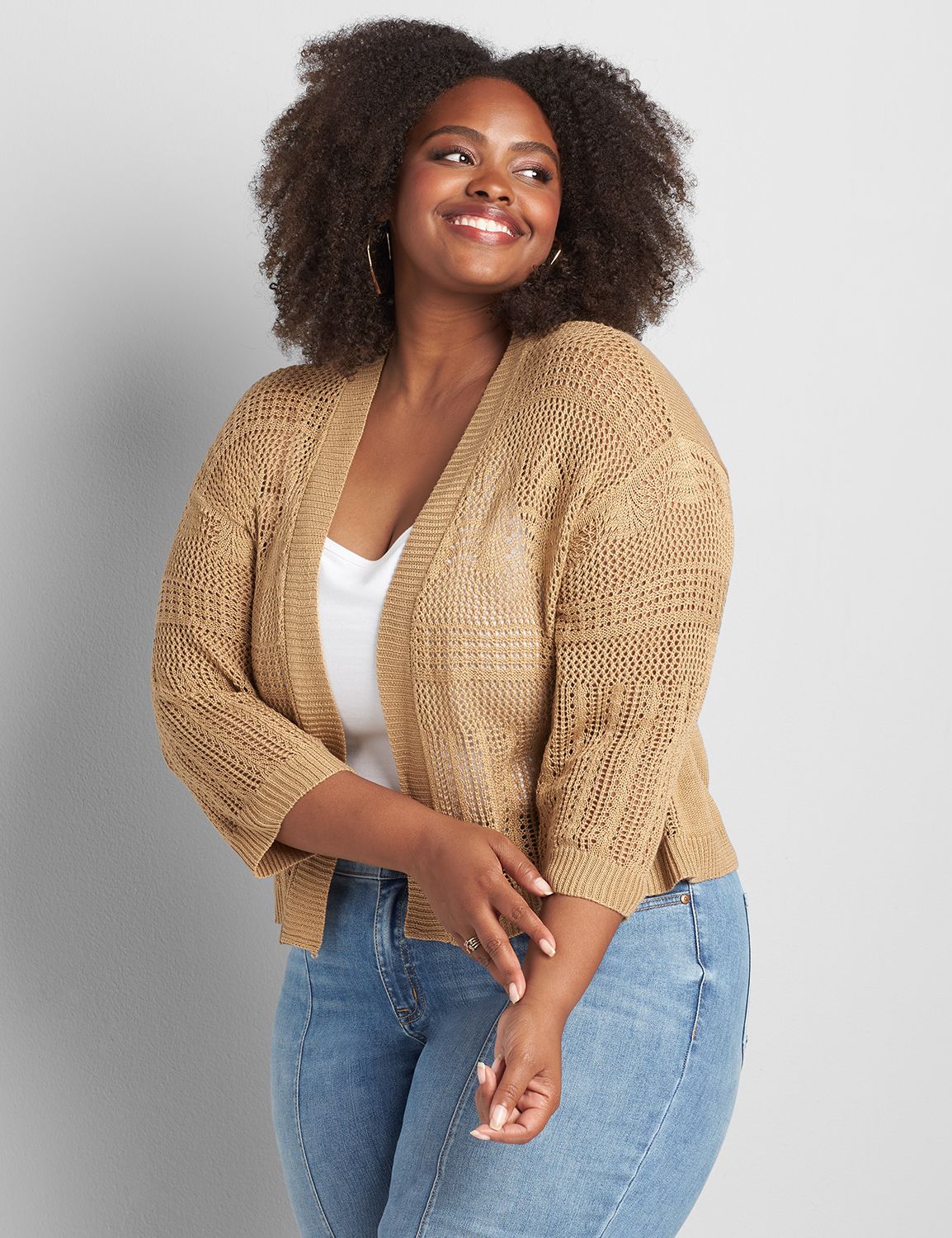 Open-Front Pointelle Cardigan