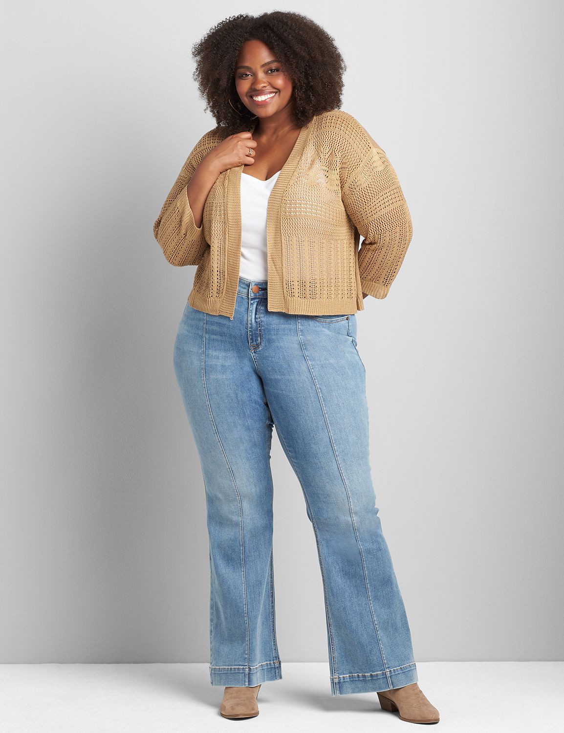 Open Front Pointelle Cardigan