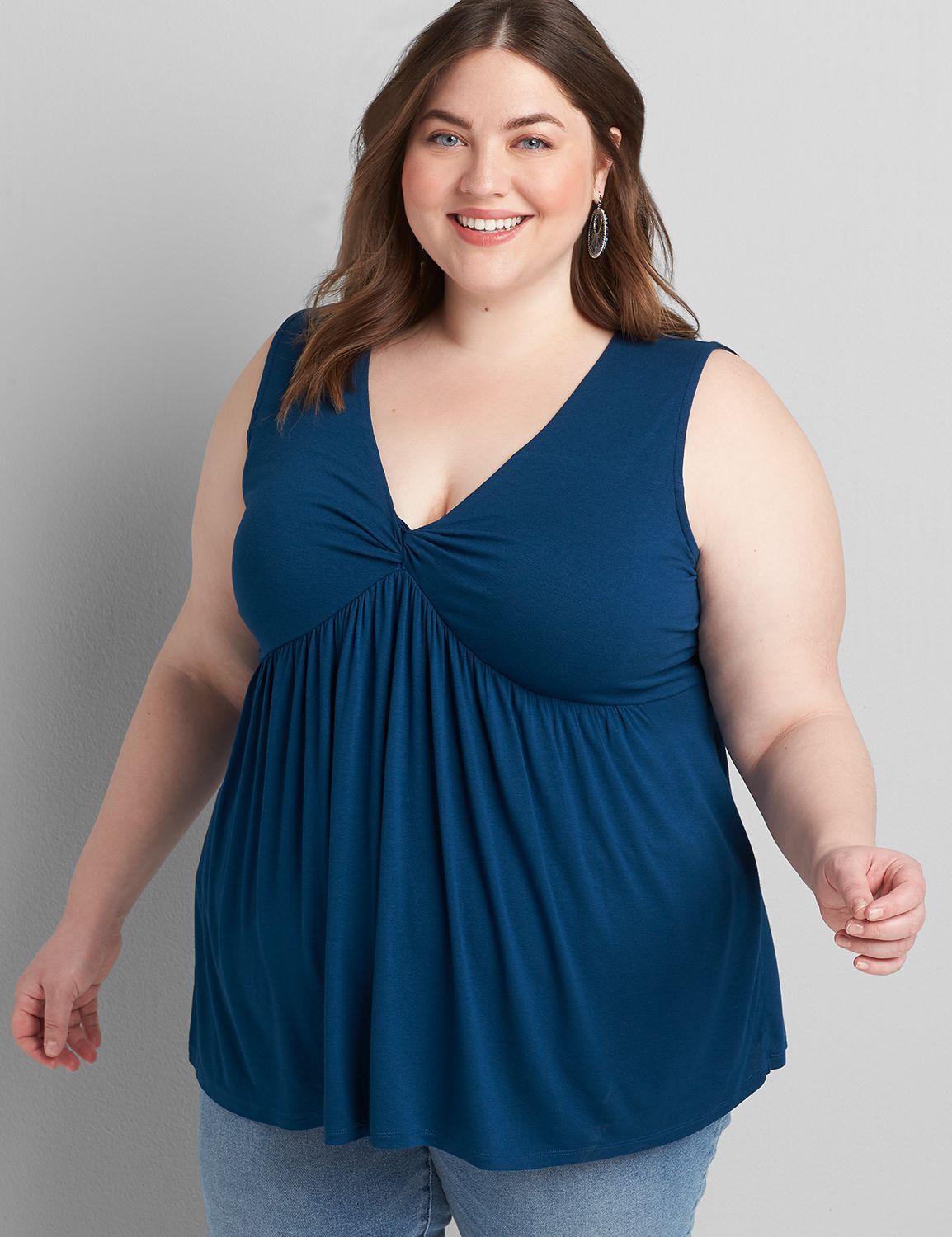 Sleeveless Sweetheart Neck Babydoll Top 1120262:PANTONE Poseidon:14/16 Product Image 1