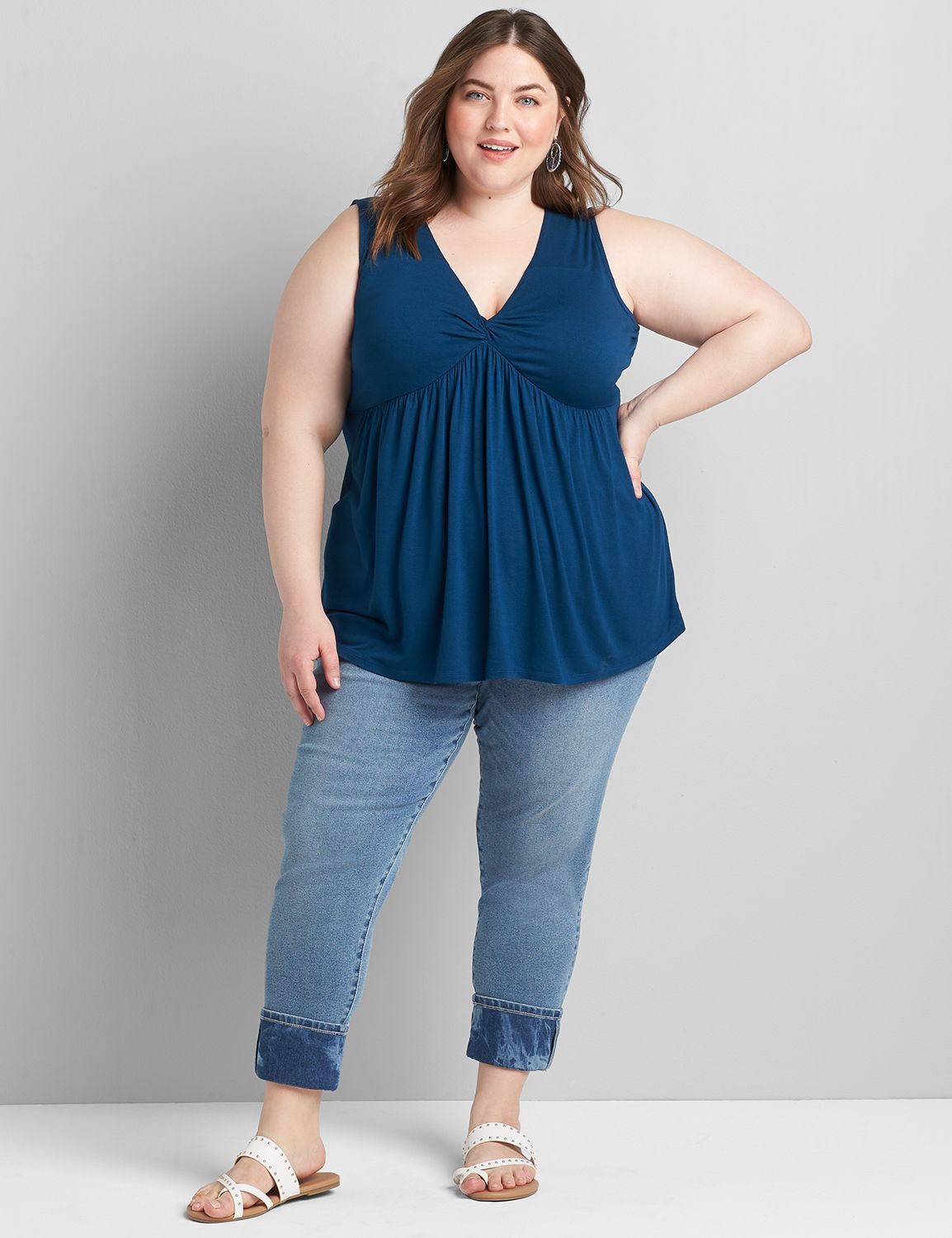 Sleeveless Sweetheart Neck Babydoll Top 1120262:PANTONE Poseidon:14/16 Product Image 3