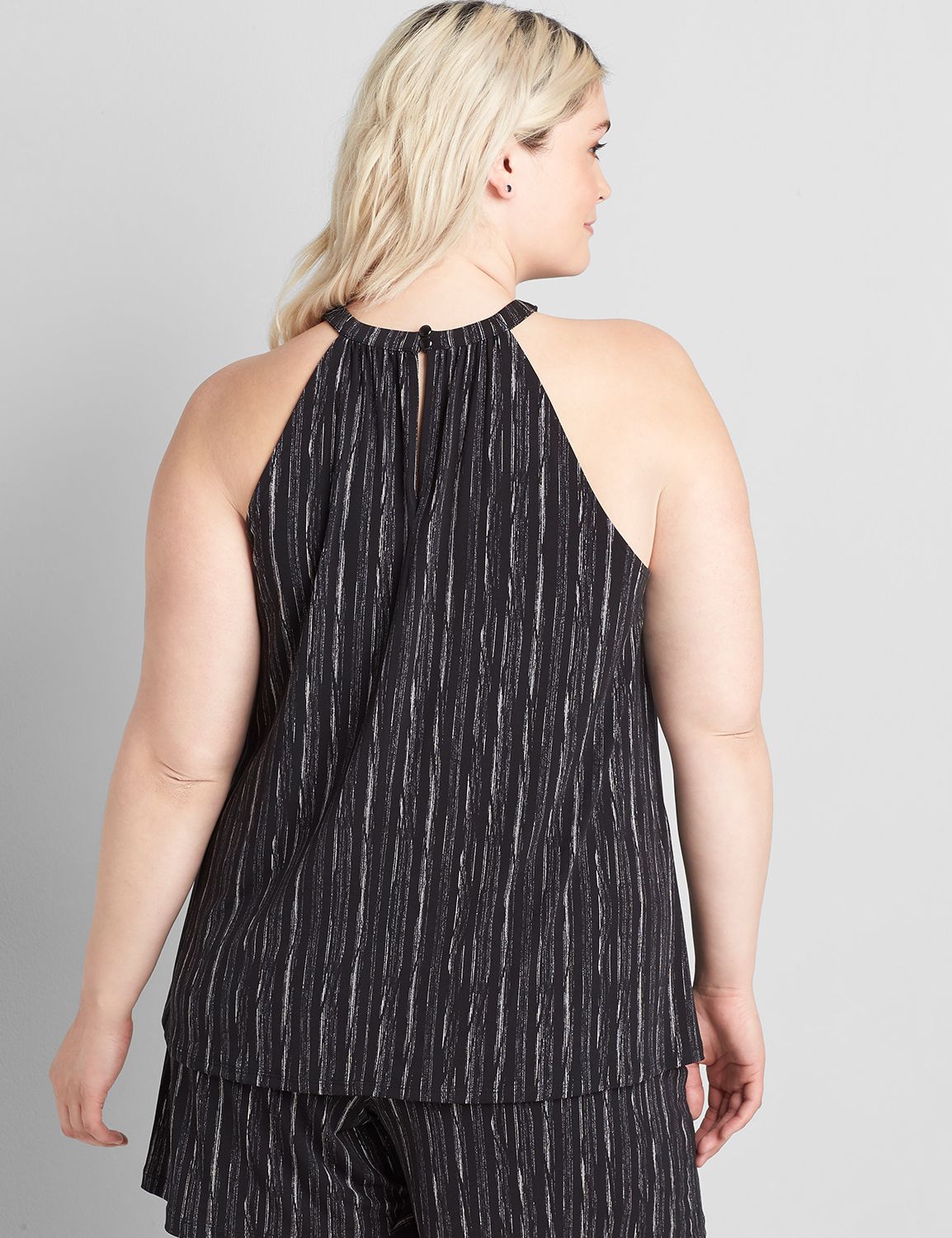Sleeveless Halter Mock Neck With Keyhole 1122555:LBSU21060C_VerticalThinLines_C1:22/24 Product Image 2