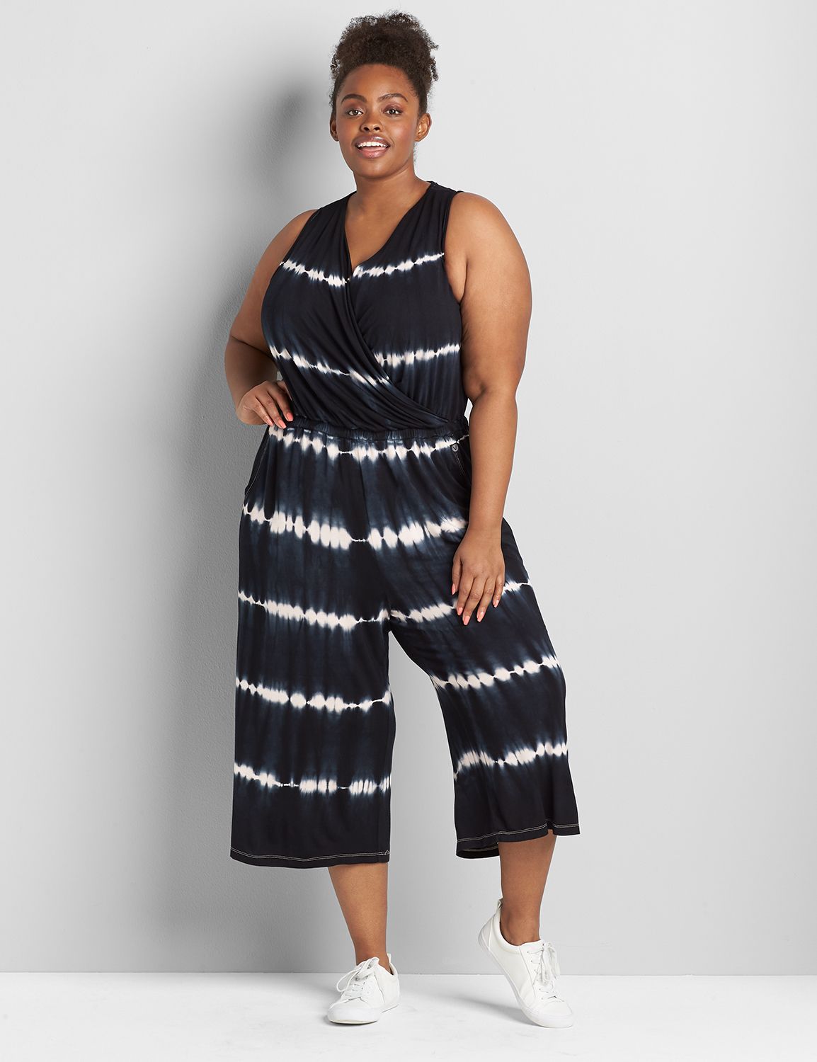 LIVI Sleeveless Surplice Tie-Dye Jumpsuit Product Image 1