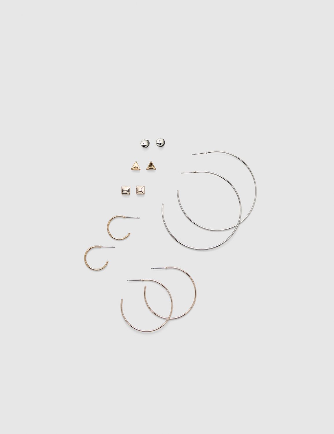 Mixed Metal Stud & Hoop Earrings - 6 Pack