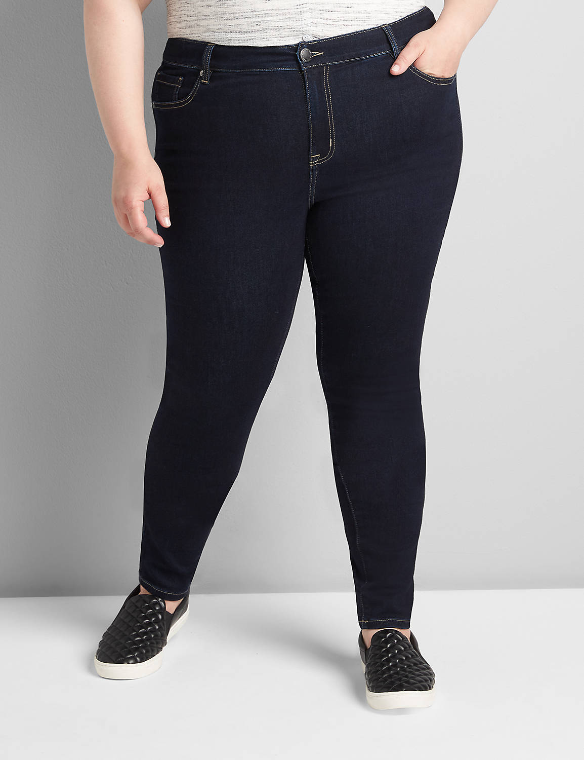 Straight Fit High-Rise Skinny Jean - Dark Wash Product Image 1