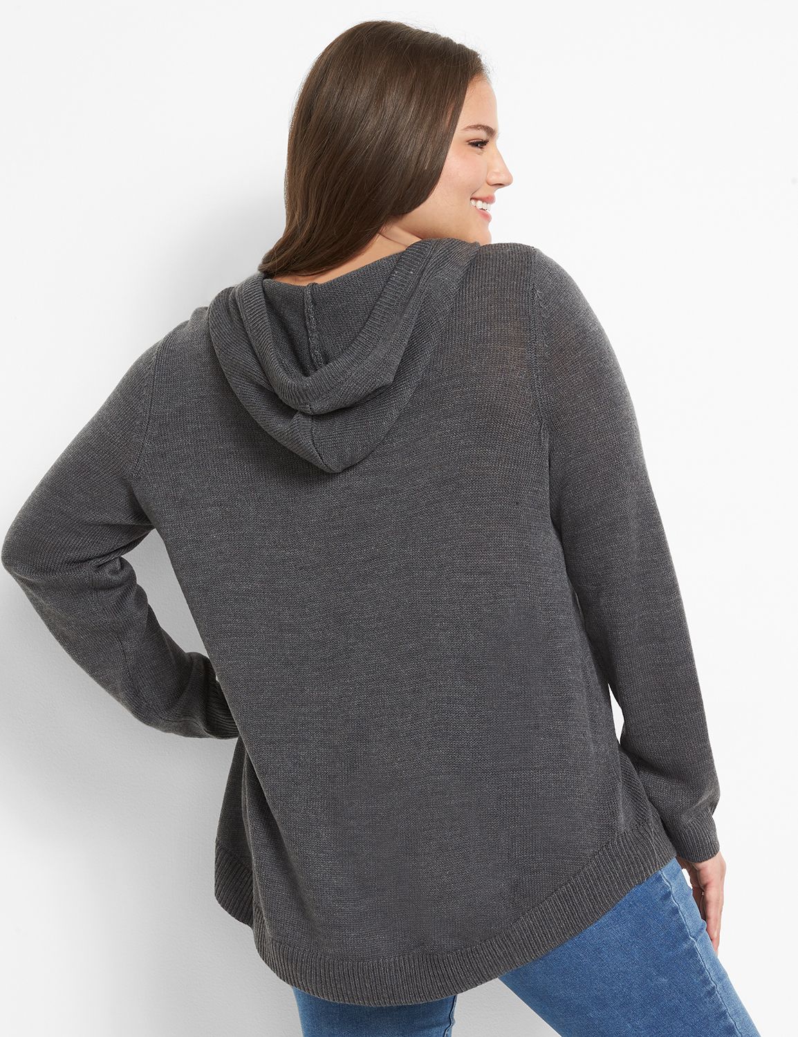 Curved Hem Hooded Sweater Tunic