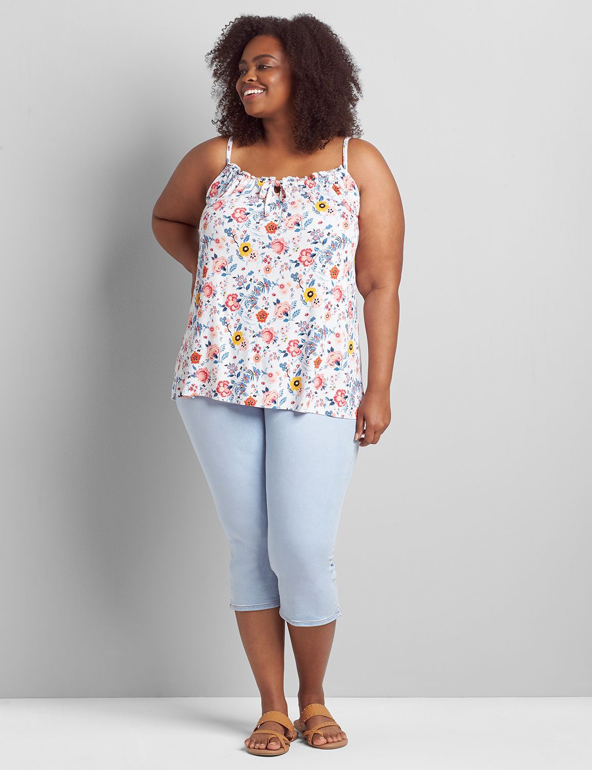 Cami Subtle Swing With Tie Front Detail 1120224:LBSU21068_PoppyBloom_colorway2:22/24 Product Image 3