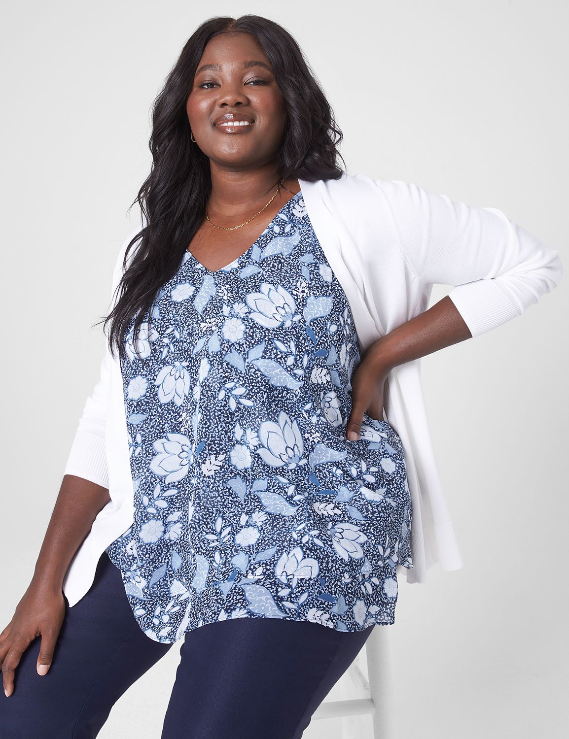 Sleeveless Vneck Swing Double Layer Product Image 1