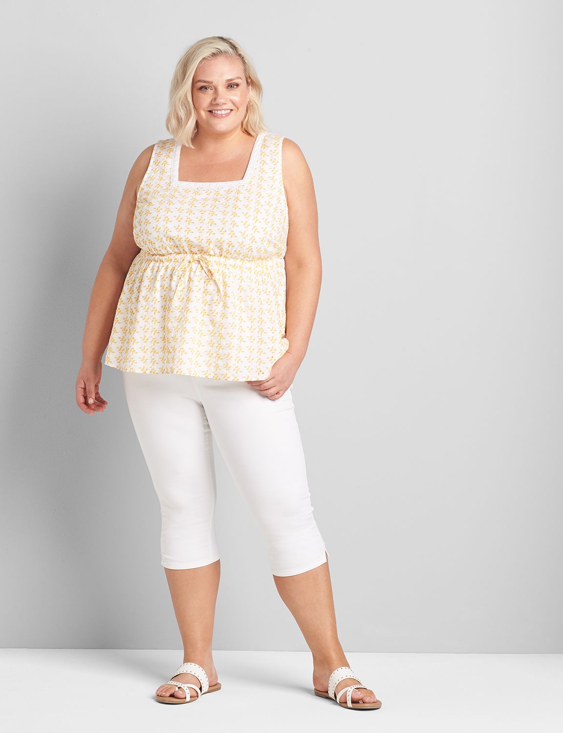 Square-Neck Eyelet Tank Product Image 3