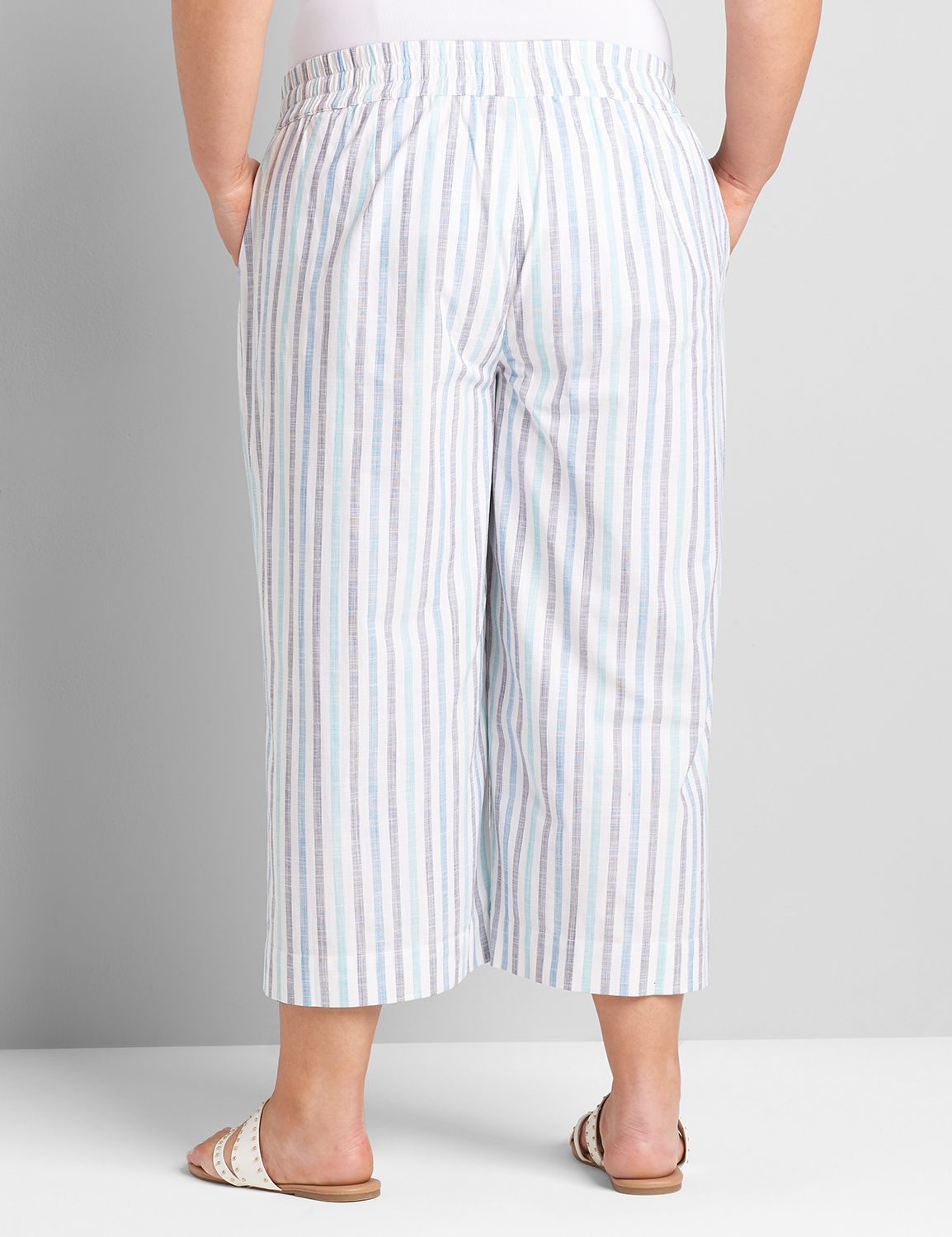 WIDELEG CROP -BLUE STRIPE TBD 1121262:Green/Navy/ Blue/ White Stripe- As Header:14 Product Image 2