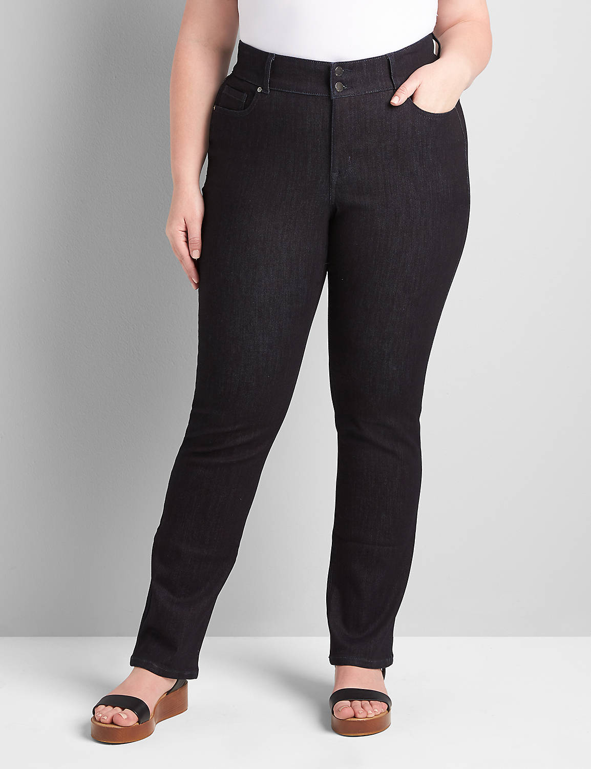 Tighter Tummy High-Rise Straight Jean- Dark Wash Product Image 1