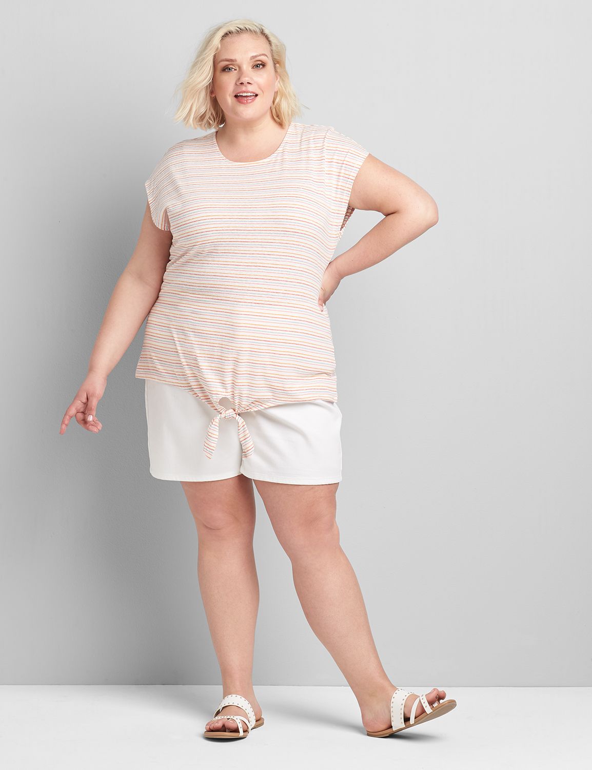 Tie-Hem Tee - Slub Stripe Product Image 3