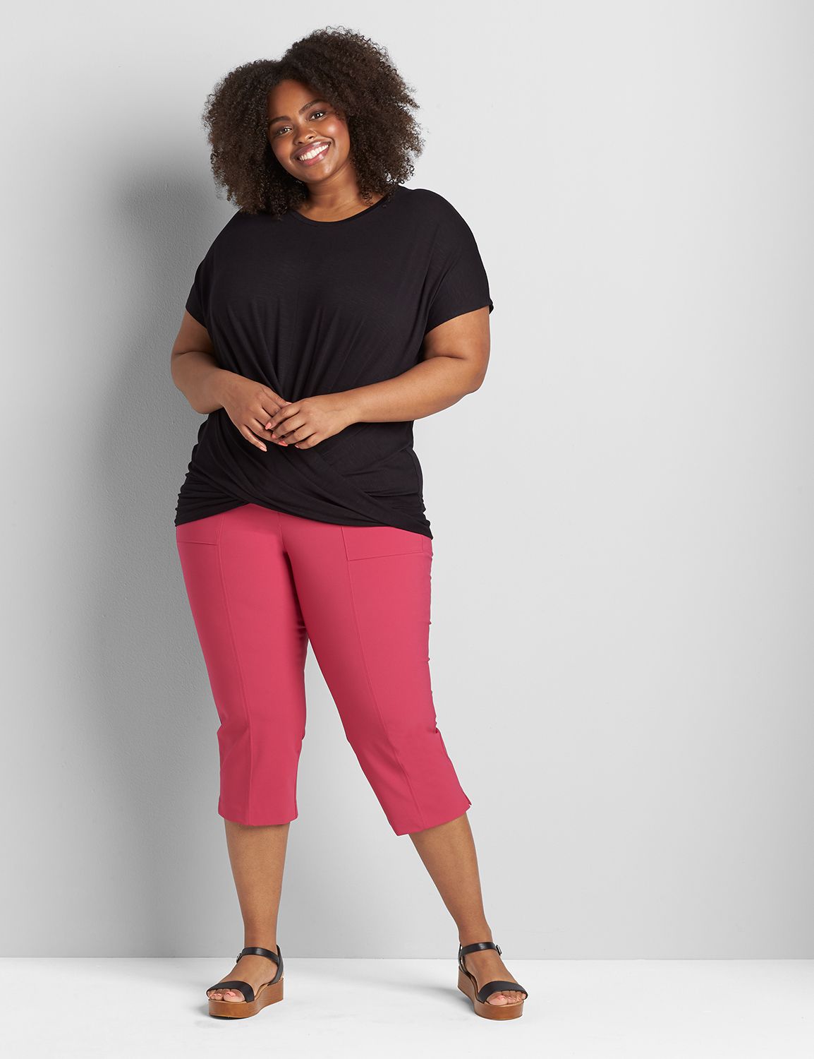 Short Dolman Sleeve Scoop Neck Illusion Top 1120078:Ascena Black:30/32 Product Image 3