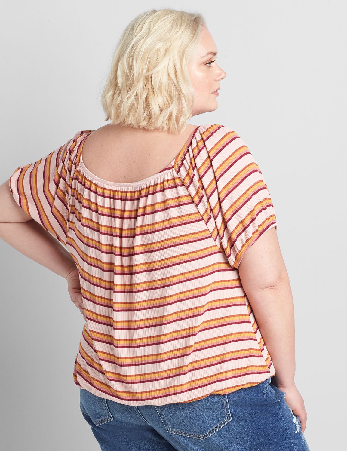 Multicolor Striped Square Neck Top for Women