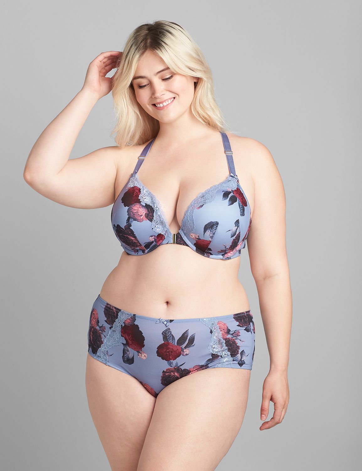 Printed Front-Close Boost Plunge Bra